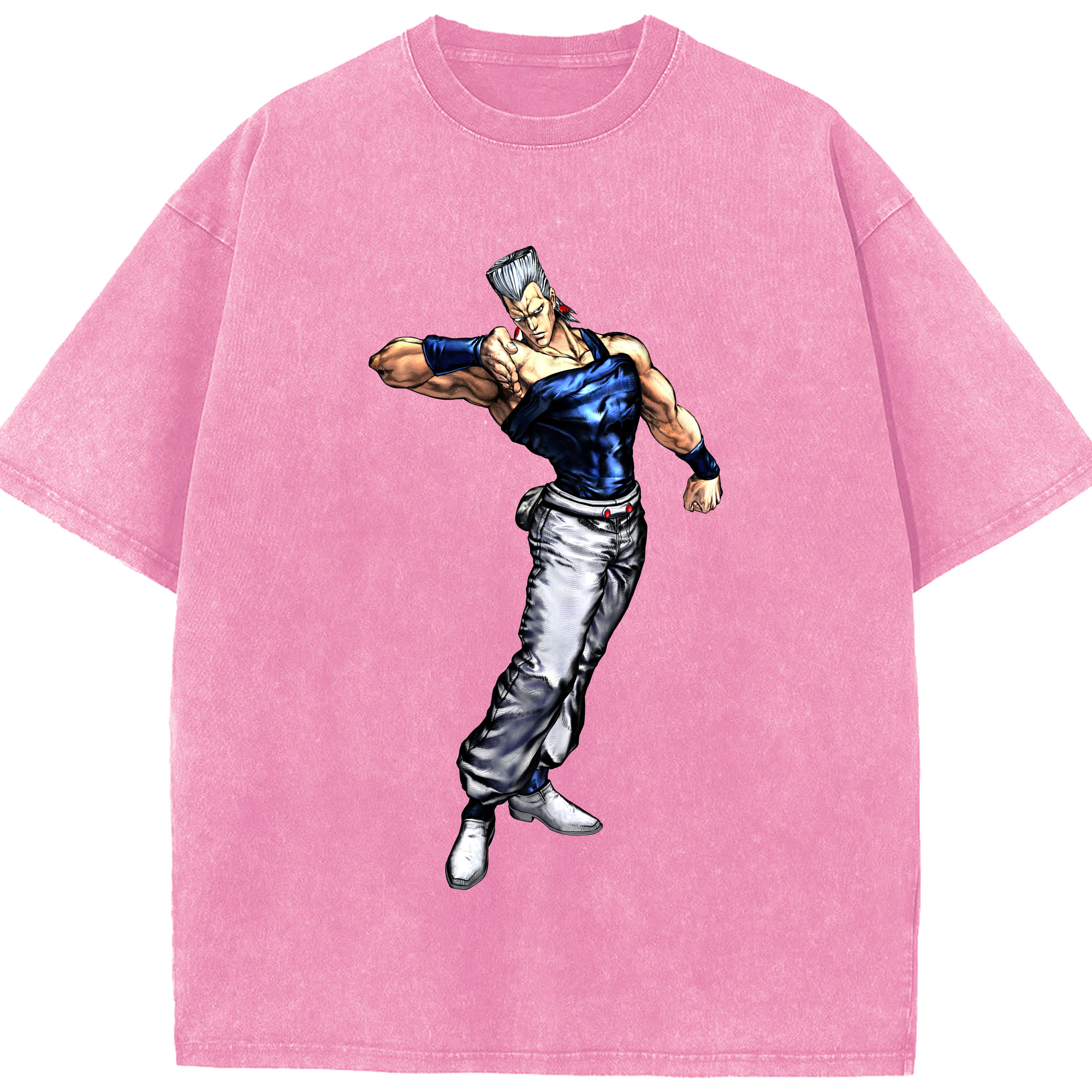 （画像用） ジョジョの奇妙な冒険 ジャン＝ピエール?ポルナレフ JoJo's Bizarre Adventure Jan Pierre Polnareff 綿100% ヴィンテージ風 半袖Tシャツ（フロントプリント）
